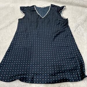 VTG Nine Company Womens Polka A Dot Navy Dress Size 12 Cottage Dark Academia